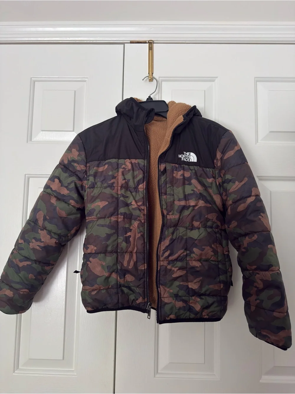 The North Face Reversible Tan/ Camo Puffer Jacket